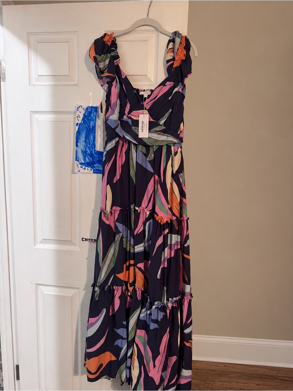 Baltic Born Navy Maxi Dress with Multicolor Abstract Print